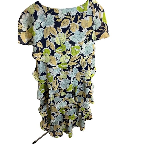 KS Collection Floral Flutter Sleeve Tiered Ruffled Midi Dress Sz 6 - Picture 4 of 12